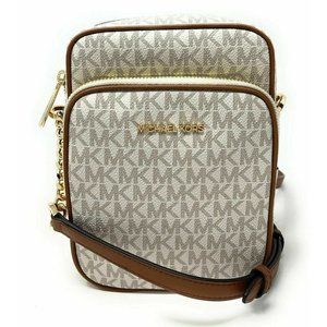 Michael Kors Jet Set Travel MK Signature PVC Medium Flight Crossbody Bag